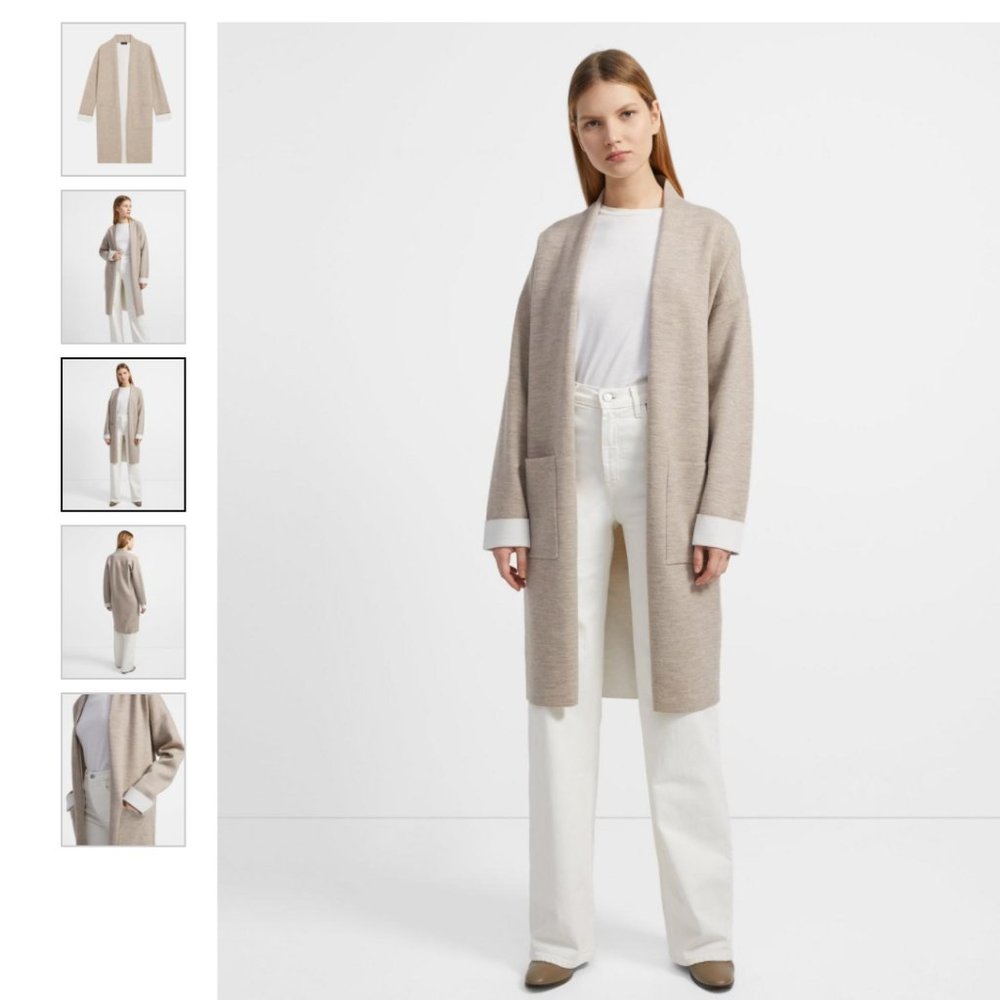 $598 NWT Theory Open Front Wool Cardigan